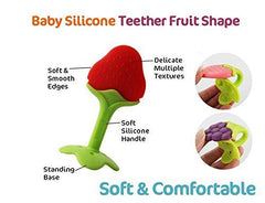 TRIDALAM Apple Shape Silicone Baby Teether | BPA Free Soft Teething Toy for Babies | Easy Grip Gum Massager | Food Grade Silicone | Baby Teether for 3+ Months