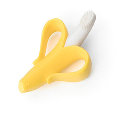 Silicone Baby Banana Teether & Infant Toothbrush, Ergonomic Grip And Dust-Resistant (Yellow)