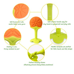 Orange Shape Silicone Baby Teether | BPA Free Soft Teething Toy for Babies | Food Grade Silicone Gum Massager | Easy Grip Baby Chew Toy | 3+ Months