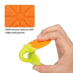 Orange Shape Silicone Baby Teether | BPA Free Soft Teething Toy for Babies | Food Grade Silicone Gum Massager | Easy Grip Baby Chew Toy | 3+ Months