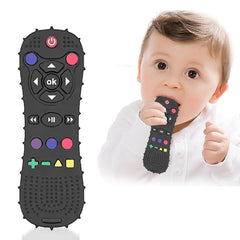 Silicone Baby Teething Toy, Toddler Chew Toy for Babies, Toddlers, Boys Girls, Soothe Gum, Newborn Baby Essentials (Remote Black)
