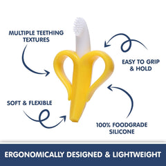 Silicone Baby Banana Teether & Infant Toothbrush, Ergonomic Grip And Dust-Resistant (Yellow)