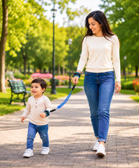Baby Anti Lost Adjustable Child Wrist Strap Link Safety Harness Stretchable Light Weighted Hand Leash for Travel Shopping Airport and Outdoor for Kids (Dark Blue)