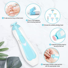 Baby Nail Trimmer New Born with Lights | Electric Baby Nail Cutter 0-6 Months with Multiple Filer Heads Adjustment | New Born Baby Products, Pack of 1