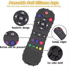 Silicone Baby Teething Toy, Toddler Chew Toy for Babies, Toddlers, Boys Girls, Soothe Gum, Newborn Baby Essentials (Remote Black)