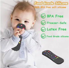 Silicone Baby Teething Toy, Toddler Chew Toy for Babies, Toddlers, Boys Girls, Soothe Gum, Newborn Baby Essentials (Remote Black)