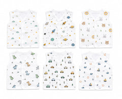 TRIDALAM Muslin Cotton Baby Jhabla Pack of 6 for Newborn (0–3 Months) | Soft & Breathable Front Open | Assorted Prints