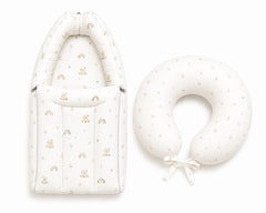 TRIDALAM Premium Muslin Baby Feeding Pillow & Carry Nest Combo | Soft, Breathable Baby Essentials | Assorted Prints