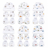 TRIDALAM Premium Muslin Baby Cap, Booties & Mittens Set Pack of 6 | Soft & Breathable | Assorted Prints