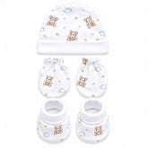 TRIDALAM Premium Muslin Baby Cap, Booties & Mittens Set | Soft, Breathable Newborn Essentials | Assorted Prints