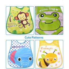 Waterproof Baby Apron Bibs | Easy-to-Clean Feeding Bibs with Spill-Proof Design, Soft, Reusable & Lightweight Aprons for Infants & Toddlers | Pack of 3 (Random Colors)