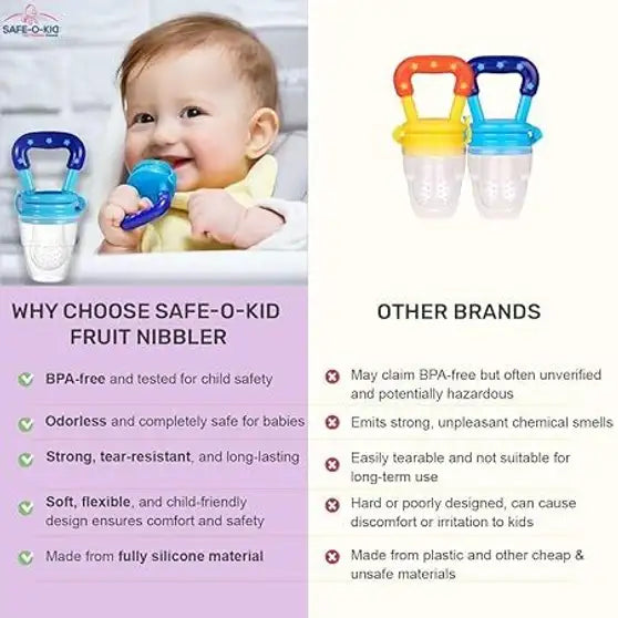 TRIDALAM Premium Quality Of Baby Combo Pack of Fruit Feeder Pacifier & Baby Finger Brush Feeder