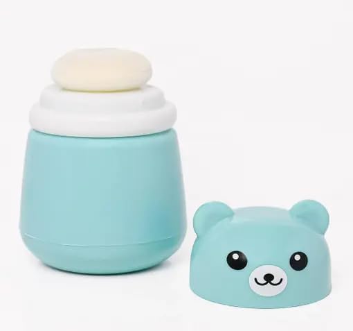 TRIDALAM Baby Powder Puff with Storage Case | Soft Cotton Powder Applicator for Newborn & Babies | Gentle Baby Powder Puff | Blue | Pack of 1