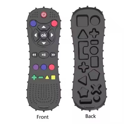 Silicone Baby Teething Toy, Toddler Chew Toy for Babies, Toddlers, Boys Girls, Soothe Gum, Newborn Baby Essentials (Remote Black)