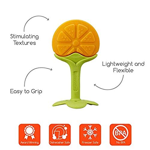 Orange Shape Silicone Baby Teether | BPA Free Soft Teething Toy for Babies | Food Grade Silicone Gum Massager | Easy Grip Baby Chew Toy | 3+ Months