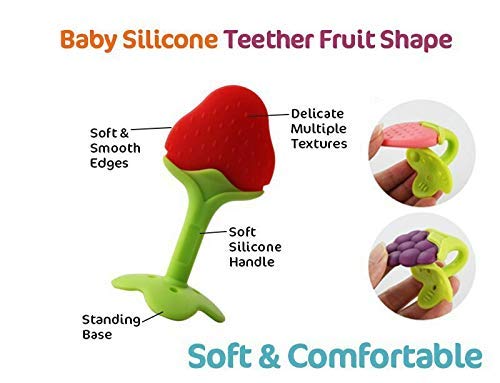Grapes Shape Silicone Baby Teether | BPA Free Soft Teething Toy for Babies | Food Grade Silicone Gum Massager | Easy Grip Baby Chew Toy | 3+ Months