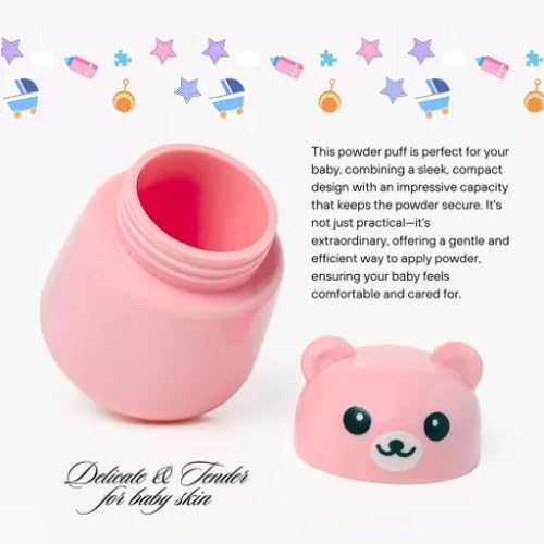 TRIDALAM Baby Powder Puff with Storage Case | Soft Cotton Powder Applicator for Newborn & Babies | Gentle Baby Powder Puff | Pink | Pack of 1