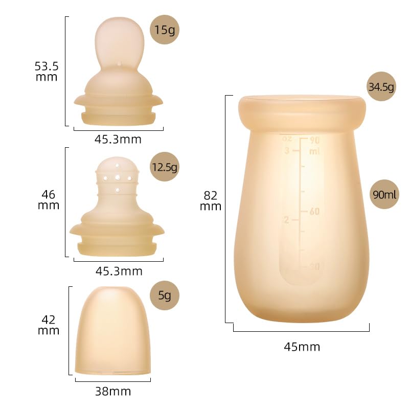 2-in-1 Silicone Baby Squeeze Feeder Bottle with Spoon & Nipple Attachment – 90ml Soft Food Dispenser for Rice Cereal, Puree & Milk – BPA-Free, High-Temp Resistant Food Grade Silicone