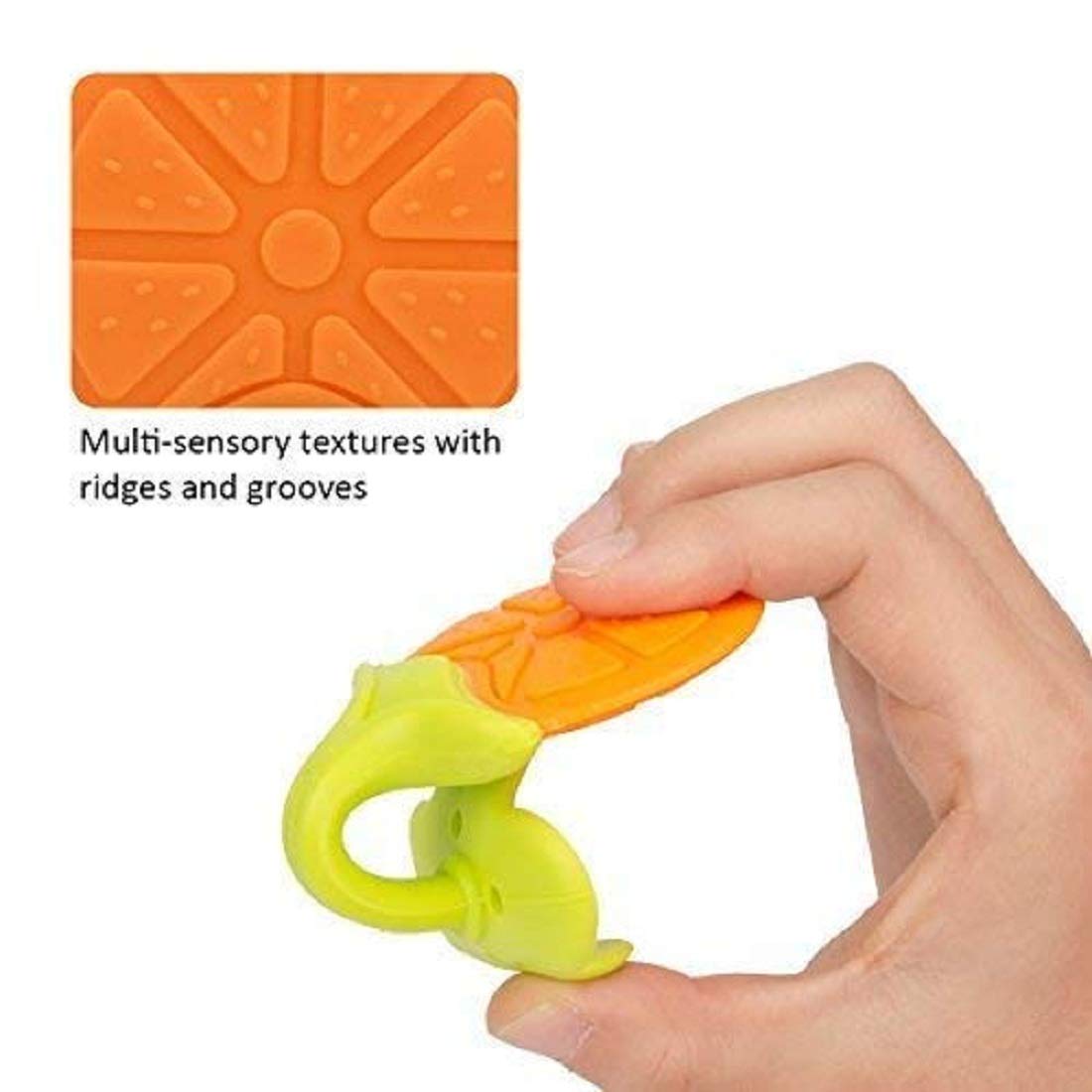 Orange Shape Silicone Baby Teether | BPA Free Soft Teething Toy for Babies | Food Grade Silicone Gum Massager | Easy Grip Baby Chew Toy | 3+ Months