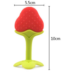 Strawberry Shape Silicone Baby Teether | BPA Free Soft Chew Toy for Babies | Easy Grip Teething Relief | Infant Gum Massager | Baby Teether for 3+ Months