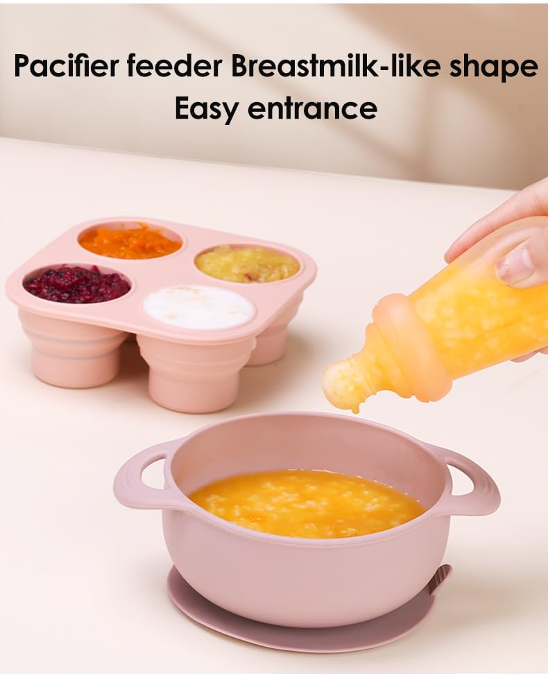2-in-1 Silicone Baby Squeeze Feeder Bottle with Spoon & Nipple Attachment – 90ml Soft Food Dispenser for Rice Cereal, Puree & Milk – BPA-Free, High-Temp Resistant Food Grade Silicone