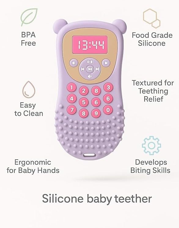 Silicone Remote Teether For Baby, Remote Teether 6 To 12 Months Baby, Helps Biting Skills Development, Colour & Shape Recognition, Teething Toys For Babies And Toddlers ,BPA Free (Multicolor) (Pack Of 1)