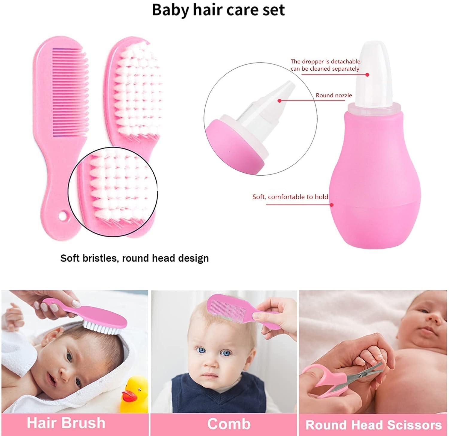 Premium Manicure Grooming Kit for New Born Kids | 10 in 1 Set of Hair, Nail, Ear Grooming Tools | Healthcare Accessories to Keep Infants & Toddlers Clean | Perfect Baby Shower Gift (Pink)
