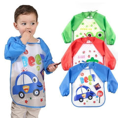 Long Sleeve Baby Bibs | Washable Waterproof Feeding Smocks for Toddlers 6–24 Months, Full-Sleeve Apron Bibs, Durable, Easy-to-Clean, Comfortable & Reusable Baby Bibs | Pack of 3 (Multicolor)