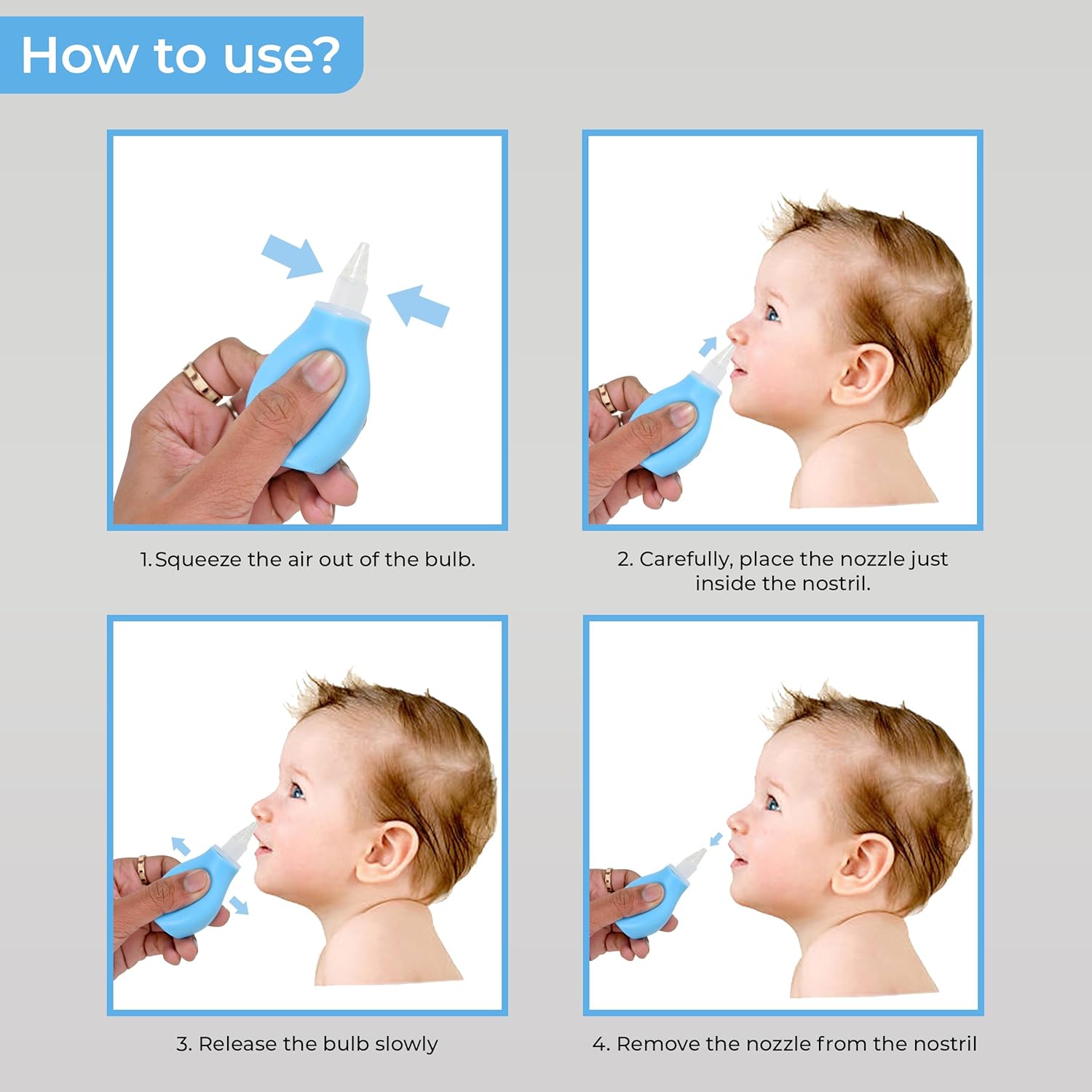 Baby Nasal Aspirator for Newborn & Kids, Soft Silicone Nose Cleaner Pump, Safe & Gentle Manual Nasal Suction Cleaner for Infants (Pack of 1)