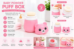 TRIDALAM Baby Powder Puff with Storage Case | Soft Cotton Powder Applicator for Newborn & Babies | Gentle Baby Powder Puff | Pink | Pack of 1
