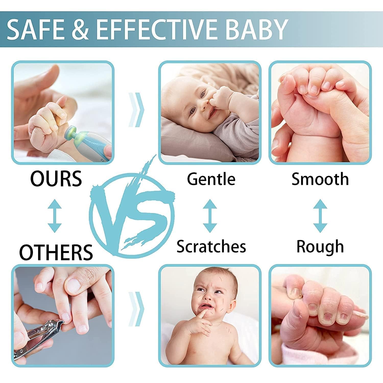 Baby Nail Trimmer New Born with Lights | Electric Baby Nail Cutter 0-6 Months with Multiple Filer Heads Adjustment | New Born Baby Products, Pack of 1