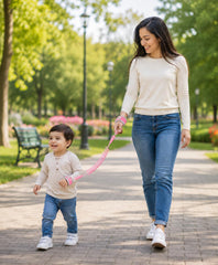 Baby Anti Lost Adjustable Child Wrist Strap Link Safety Harness Stretchable Light Weighted Hand Leash for Travel Shopping Airport and Outdoor for Kids (Light Pink)