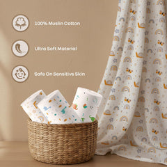 TRIDALAM Muslin Baby Swaddle Blanket for Newborn | Ultra Soft Breathable Cotton Muslin | Assorted Prints | Pack of 2 | 0-6 Months