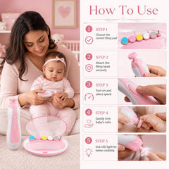 6-in-1 Electric Baby Nail Trimmer with LED Light