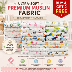 TRIDALAM Muslin Baby Swaddle for Newborn | Ultra Soft Breathable Cotton Muslin | Assorted Prints | Buy 4 Get 2 Free | 0-6 Months