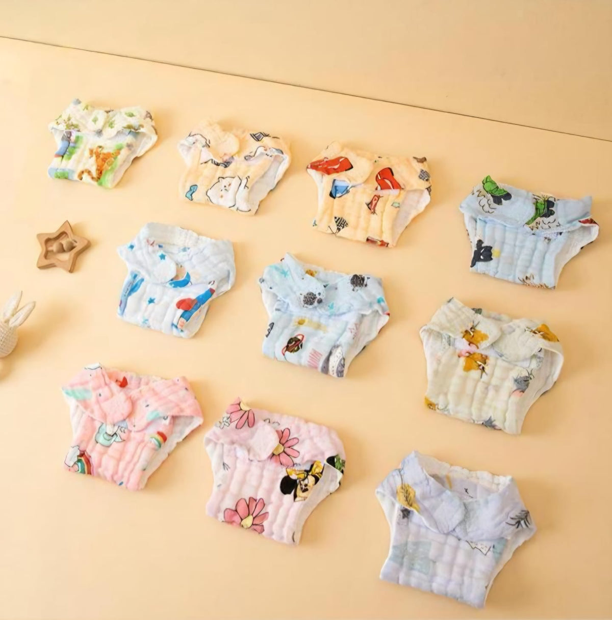 TRIDALAM Muslin Nappy Pack of 4 – Soft, Breathable & Reusable Cotton Cloth Nappies | Assorted Colours | Suitable for Newborn Babies