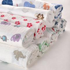 TRIDALAM Muslin Baby Swaddle Blanket for Newborn | Ultra Soft Breathable Cotton Muslin | Assorted Prints | Pack of 4 | 0-6 Months