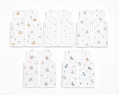 TRIDALAM Muslin Cotton Baby Jhabla Pack of 5 for Newborn (0–3 Months) | Soft & Breathable Front Open | Assorted Prints