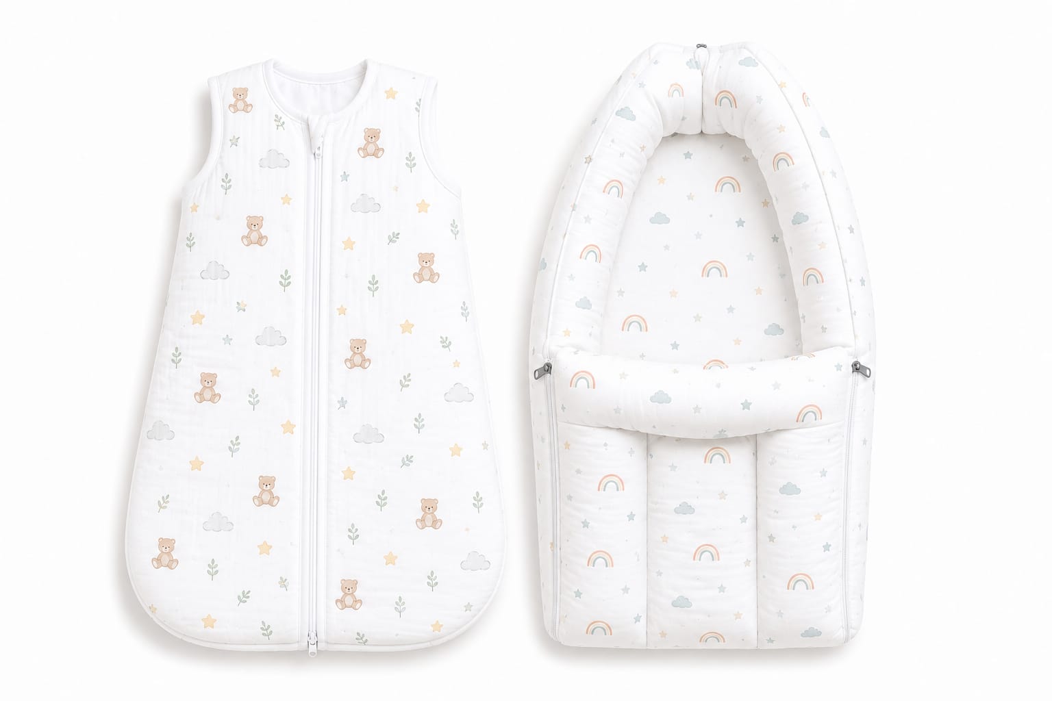 TRIDALAM Premium Muslin Baby Carry Nest & Sleeping Bag Combo | Soft, Breathable Baby Essentials | Assorted Prints