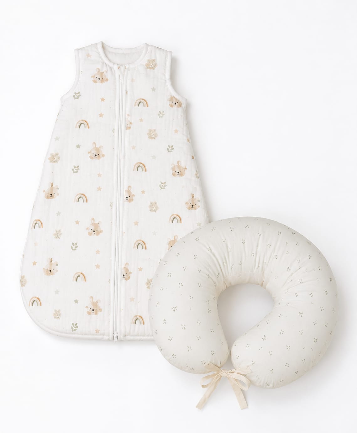 TRIDALAM Premium Muslin Baby Feeding Pillow & Sleeping Bag Combo | Soft, Breathable Baby Essentials | Assorted Prints  Product Descripti