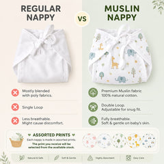 TRIDALAM Premium Muslin Padded Baby Nappy Pack of 6 | Soft, Breathable & Reusable Cloth Diapers | Assorted Prints