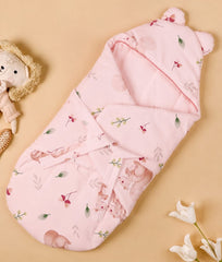 TRIDALAM Baby Super Soft Muslin Wrap for Newborn Baby | Premium Cotton Filled Baby Wrap | Gentle & Breathable Muslin Fabric | Pack of 1 | Assorted Design