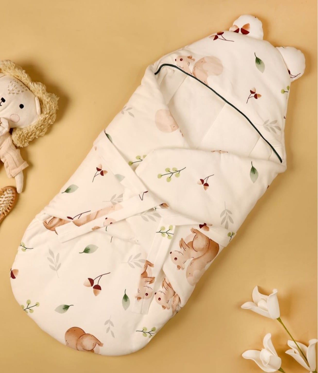 TRIDALAM Baby Super Soft Muslin Wrap for Newborn Baby | Premium Cotton Filled Baby Wrap | Gentle & Breathable Muslin Fabric | Pack of 1 | Assorted Design
