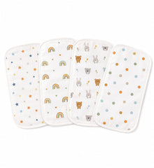 TRIDALAM Muslin Baby Burp Cloth for Newborn | Super Soft & Absorbent Baby Burp Cloth | Lightweight & Breathable Muslin Fabric | Gentle Baby Feeding Cloth | Pack of 4 | Assorted Prints