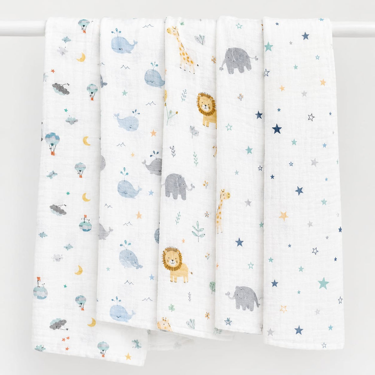 TRIDALAM Muslin Baby Towel for Newborn | Super Soft & Lightweight Baby Bath Towel | Breathable Muslin Fabric | Gentle Baby Towel | Pack of 1 | Assorted Print