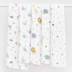 TRIDALAM Muslin Baby Towel for Newborn | Super Soft & Lightweight Baby Bath Towel | Breathable Muslin Fabric | Gentle Baby Towel | Pack of 1 | Assorted Print