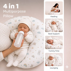 TRIDALAM Muslin Baby Feeding Pillow | Soft & Lightweight Nursing Support Pillow for Mother & Baby | Multipurpose Baby Support Cushion | Muslin Fabric | Pack of 1 | Assorted Print