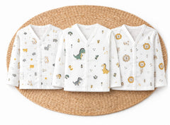 TRIDALAM Muslin Jhabla Set for Newborn Baby | Soft & Gentle Baby Jhabla | 0–3 Months | Assorted Designs & Prints | Lightweight Muslin Fabric | Pack of 3