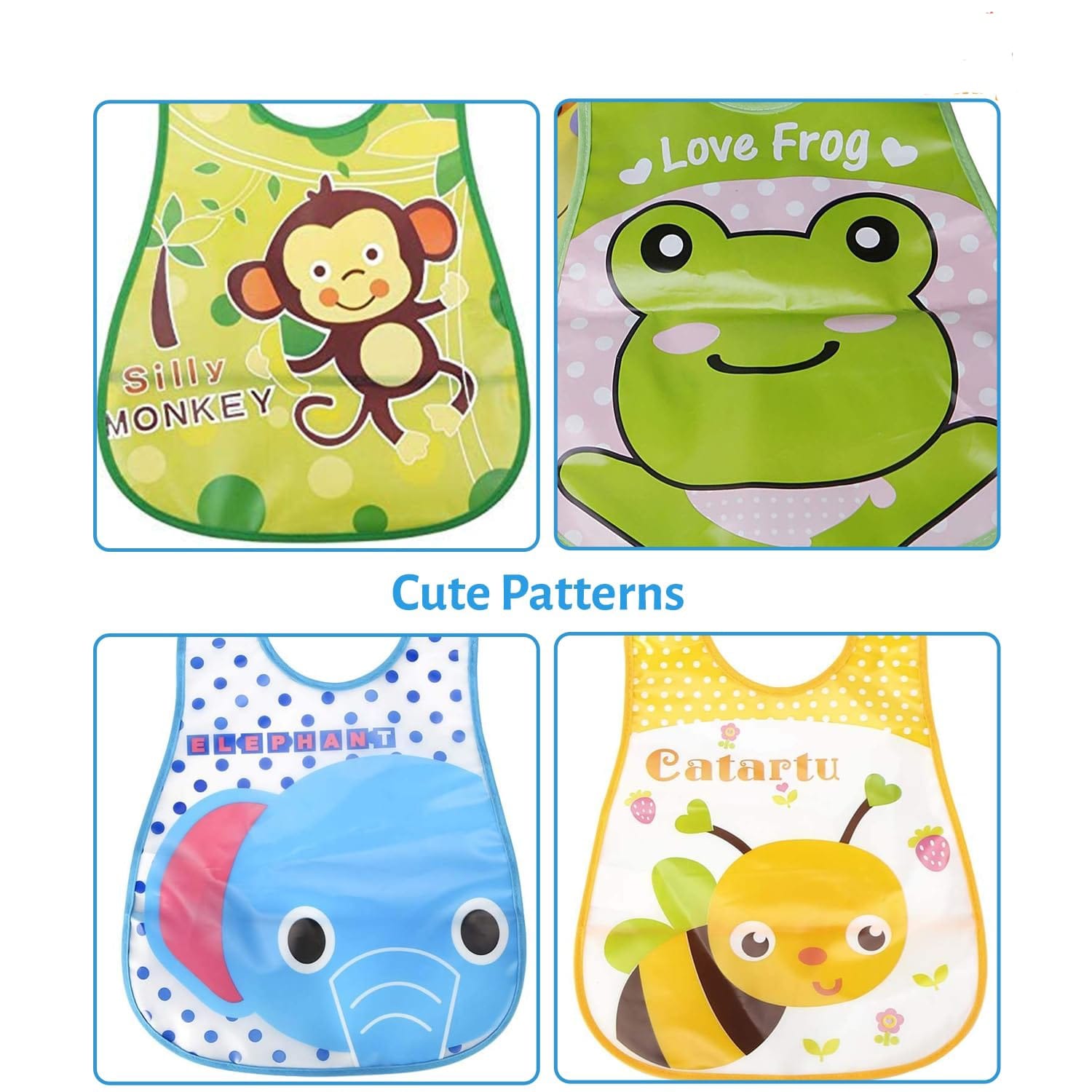 Waterproof Baby Apron Bibs | Easy-to-Clean Feeding Bibs with Spill-Proof Design, Soft, Reusable & Lightweight Aprons for Infants & Toddlers | Pack of 3 (Random Colors)