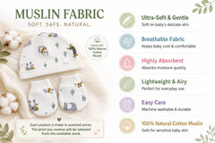 TRIDALAM Premium Muslin Baby Cap, Booties & Mittens Set | Soft, Breathable Newborn Essentials | Assorted Prints